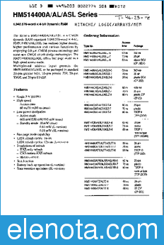 Hitachi HM514400A/AL/ASL datasheet