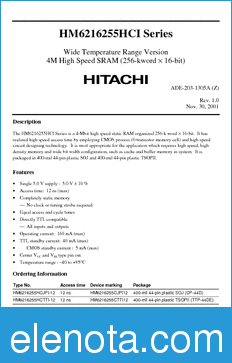 Hitachi HM6216255HCJPI datasheet