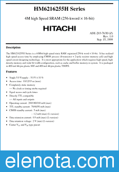 Hitachi HM6216255HJP datasheet