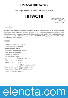 Hitachi HM624100HJP datasheet