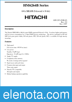 Hitachi HM6264BLFP-xxLT datasheet