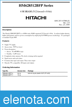 Hitachi HM628512BFP datasheet