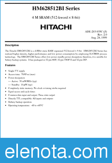 Hitachi HM628512BLRRI datasheet