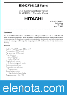 Hitachi HM62V16102LBPI-xx datasheet