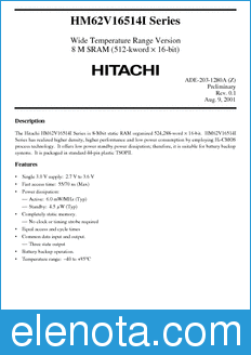 Hitachi HM62V16514LTTI datasheet