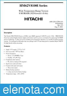 Hitachi HM62V8100LTTI datasheet