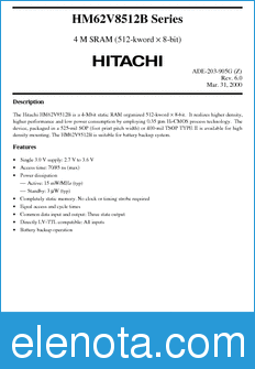 Hitachi HM62V8512BLRR-xxUL datasheet