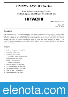 Hitachi HM62W16255HCJPI datasheet