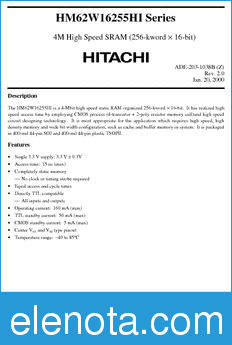 Hitachi HM62W16255HTTI datasheet