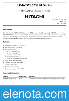 Hitachi HM62W16258BLTTI datasheet