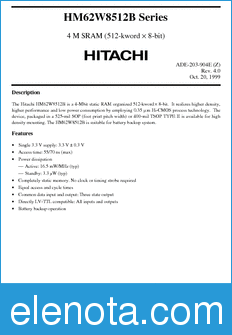 Hitachi HM62W8512BLTT-xxUL datasheet