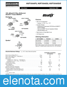 Fairchild HUF75545S3 datasheet