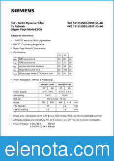 Infineon HYB39S16160CT-5.5 datasheet