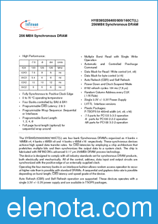 Infineon HYB39S256400CT-8A datasheet