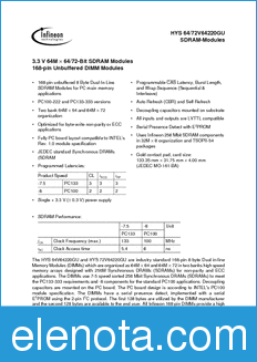 Infineon HYS72V64220GU-7.5 datasheet