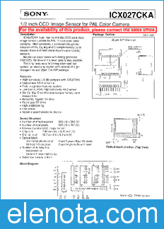 Sony Semiconductor ICX027CKA datasheet