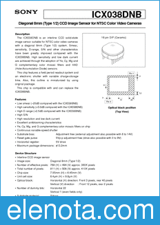 Sony Semiconductor ICX038DNB datasheet