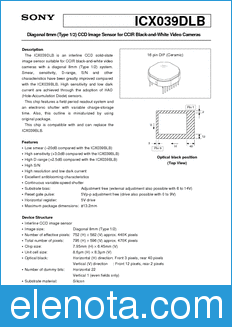 Sony Semiconductor ICX039DLB datasheet