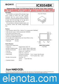 Sony Semiconductor ICX054BK datasheet
