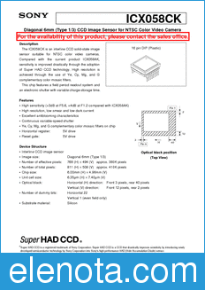 Sony Semiconductor ICX058CK datasheet
