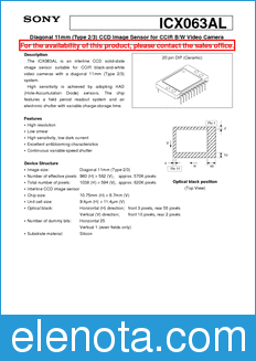 Sony Semiconductor ICX063AL datasheet