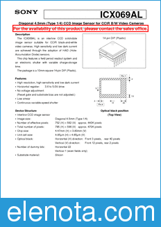 Sony Semiconductor ICX069AL datasheet