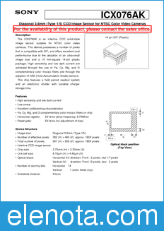 Sony Semiconductor ICX076AK datasheet