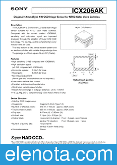 Sony Semiconductor ICX206AK datasheet