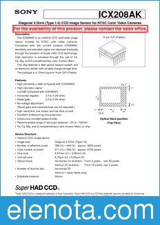 Sony Semiconductor ICX208AK datasheet