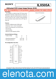 Sony Semiconductor ILX505A datasheet