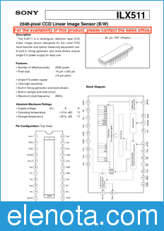 Sony Semiconductor ILX511 datasheet