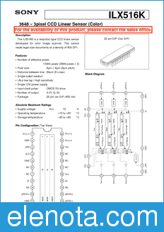 Sony Semiconductor ILX516K datasheet