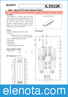 Sony Semiconductor ILX522K datasheet