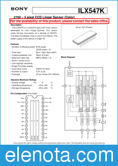 Sony Semiconductor ILX547K datasheet