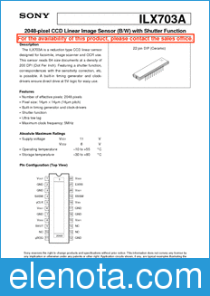 Sony Semiconductor ILX703A datasheet