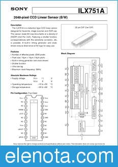 Sony Semiconductor ILX751A datasheet