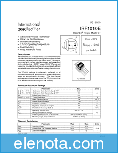 International Rectifier IRF1010E datasheet