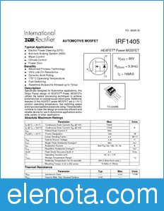 International Rectifier IRF1405 datasheet