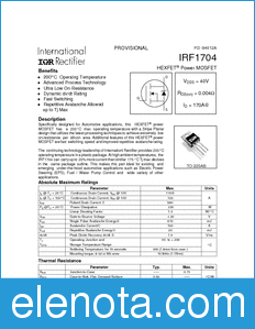 International Rectifier IRF1704 datasheet