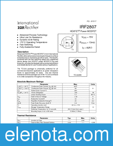 International Rectifier IRF2807 datasheet