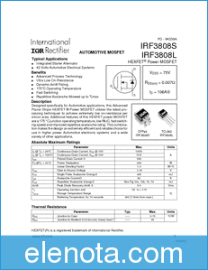 International Rectifier IRF3808L datasheet