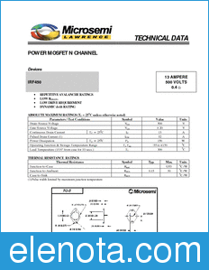 Microsemi IRF450 datasheet