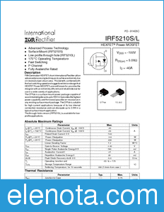 International Rectifier IRF5210L datasheet