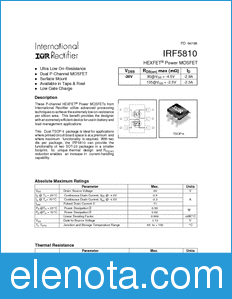 International Rectifier IRF5810 datasheet