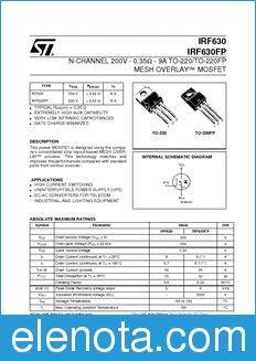 STMicroelectronics IRF630FP datasheet