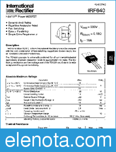 International Rectifier IRF640 datasheet