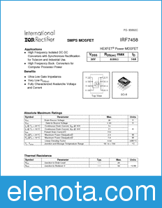 International Rectifier IRF7458 datasheet