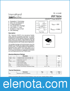 International Rectifier IRF7604 datasheet