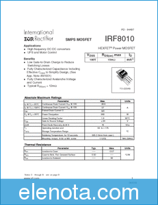 International Rectifier IRF8010 datasheet