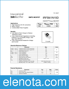 International Rectifier IRFB61N15D datasheet